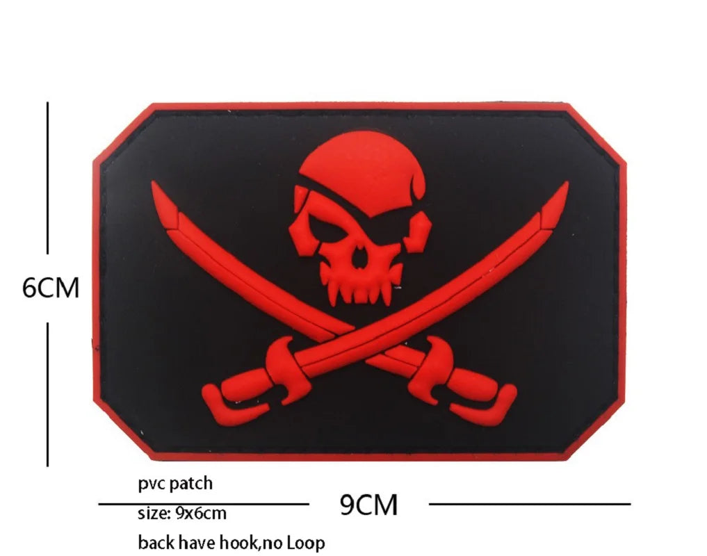 New Design Creative Pirate Captain Jack Soft PVC Armband Glow-in-the Dark Skull Tactical Morale Backpack Patches for Clothing