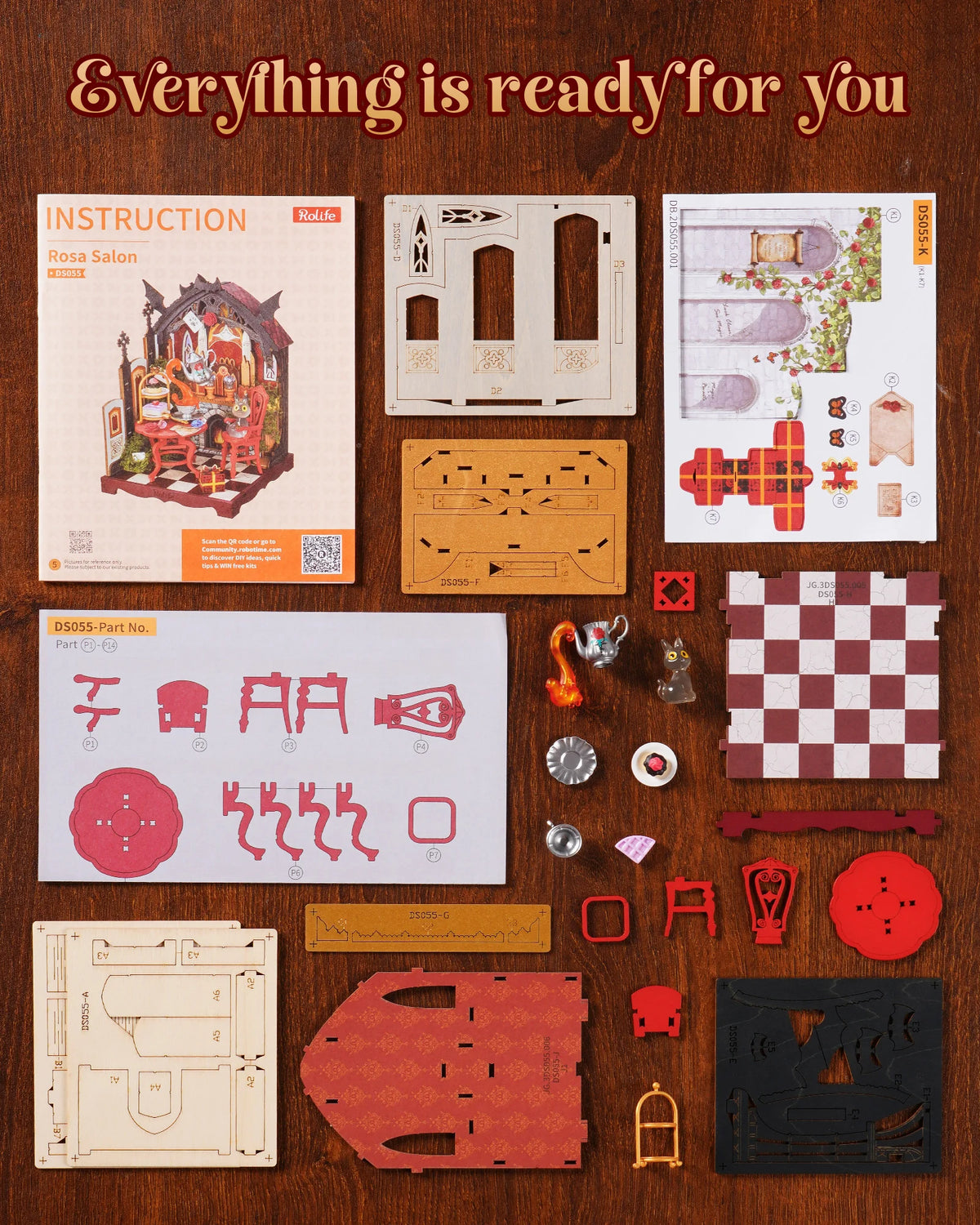 Rolife Wooden 3D Puzzle Toys - Rosa Salon DIY