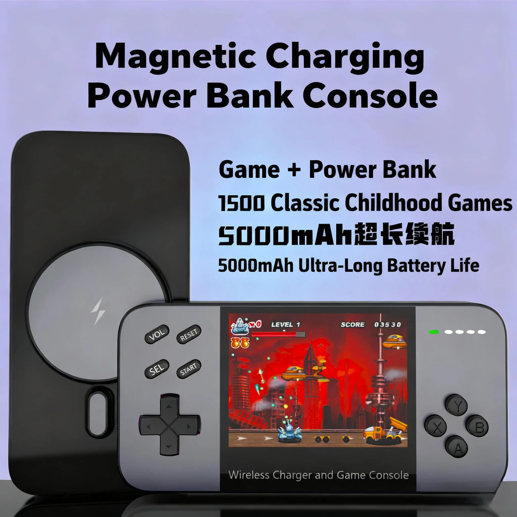 New game console with 1500 games, for Magsafe iPhone 17 16 15 14 13 12 Wireless Charger 5000mAh Power bank Phone backup battery