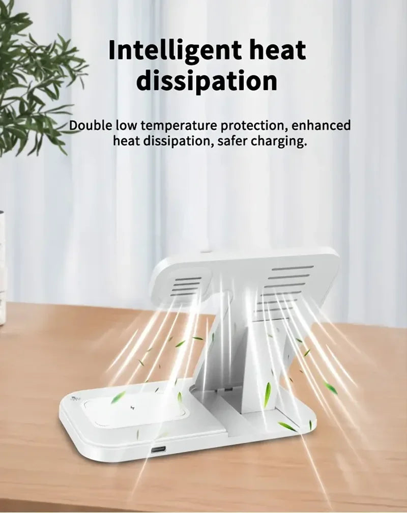 3 in 1 Wireless Charger Foldable Fast Charging Dock Stand For iPhone 17 16 15 14 13 12 Pro Max iWatch 11~2 Ultra SE AirPods 4 3