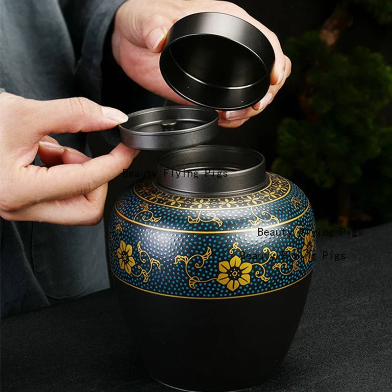 Black Urns for Ceramics Ashes Sealed Cremation Funeral Keepsake Human Pet Memorial Suitable Home Fireplaces Burial Ash Urn