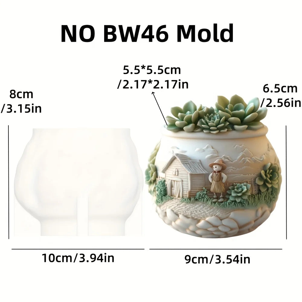 Sea Bay Canyon Relief Succulent Plant Flower Pot Resin Silicone Mold Mountain Range Sea Sunrise Relief Storage Box Gypsum Molds