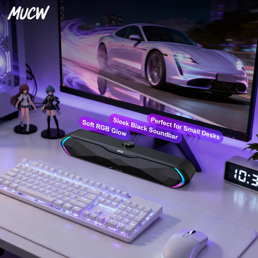 MUCW MU‑C06 PC Soundbar RGB Gaming Computer Speaker USB Plug Play