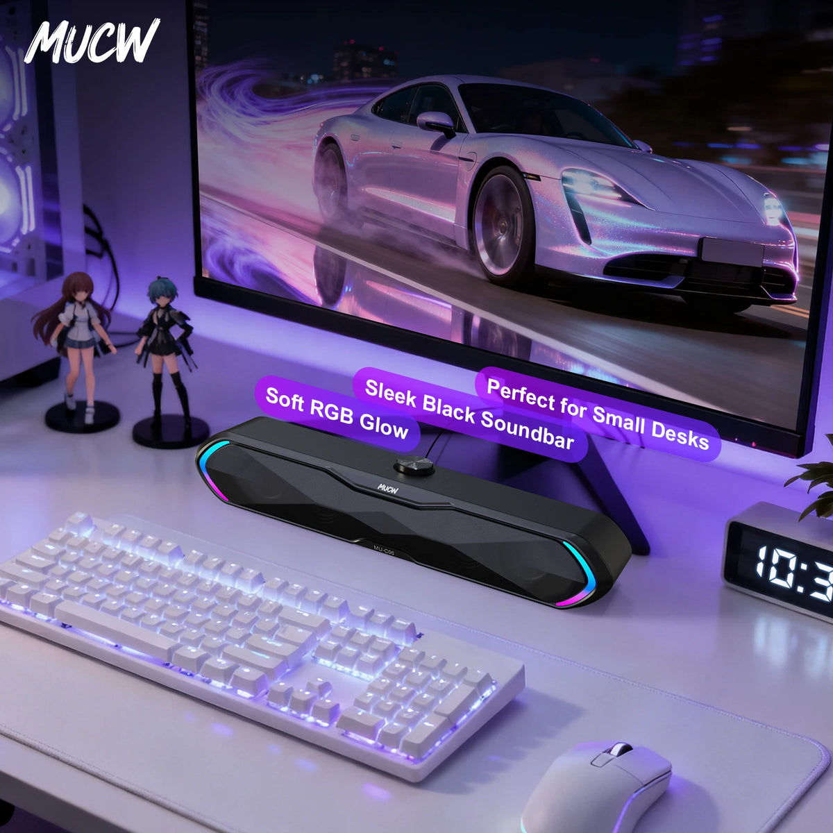 MUCW MU‑C06 PC Soundbar RGB Gaming Computer Speaker USB Plug Play