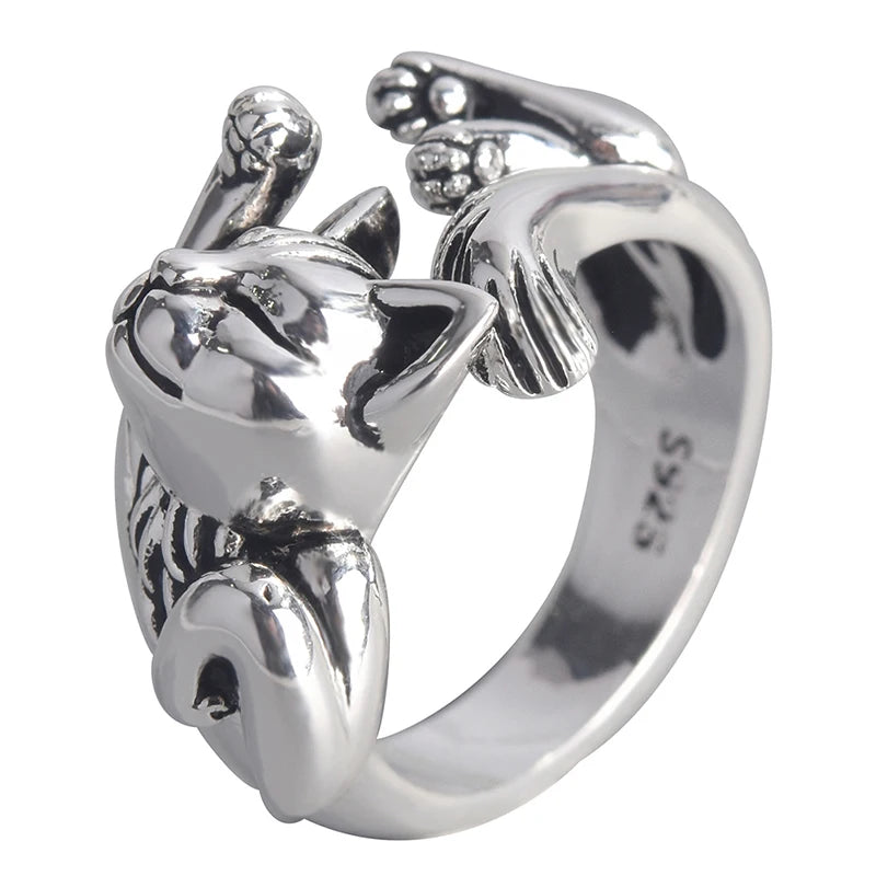 Vintage Cute Cat Rings Women Jewelry Trendy Adjustable Ring Gift Party Accessories