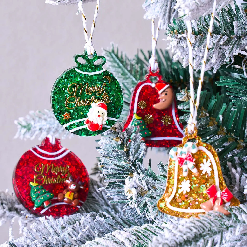 DIY Round Christmas Pendant Silicone Mold Handmade Crown Bell Plaster Resin Mold Ornaments Tree Hanging Craft Decor Party Decor