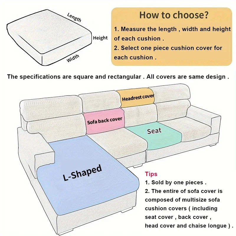 Solid-Color Interwoven Jacquard Sofa Cushion Covers Modular Sofa Set Removable Stretch Spandex Sofa Covers For Office Decor