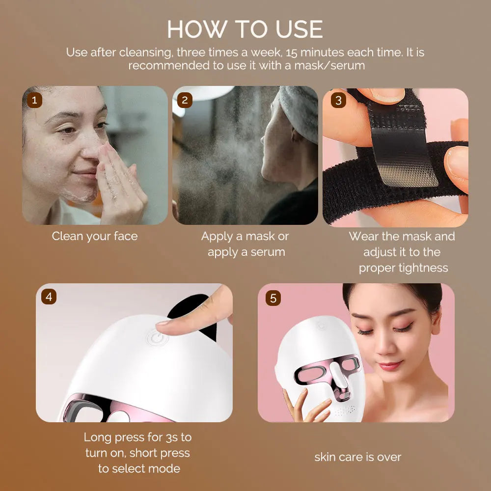 Forevrelily LED Face Mask Wireless 7 Color LED Facial Mask  Photon Skin Repair Anti Aging Rejuvenation LED Beauty Devices