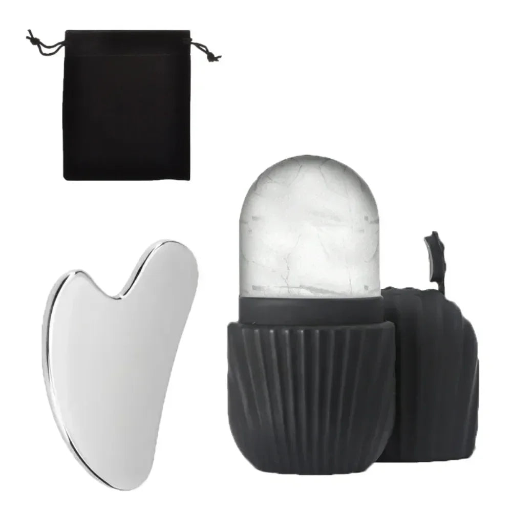 1/3PCS Ice Face Roller Stainless Steel Gua Sha Board Set Face Massage Tool Facial Massager Face Lifting Beauty Skin Care Tools