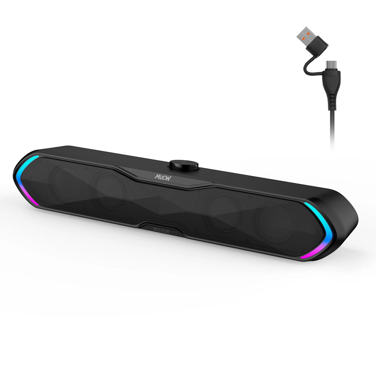 MUCW MU‑C06 PC Soundbar RGB Gaming Computer Speaker USB Plug Play