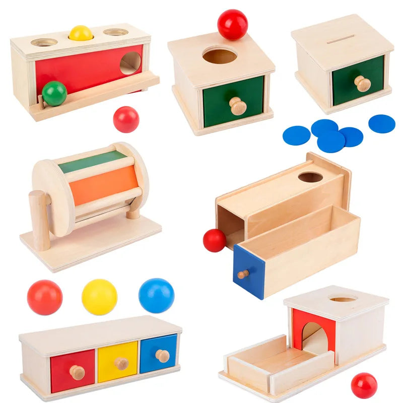 Montessori Macaroon Color Spinning Drum Match Coin Box Permanent