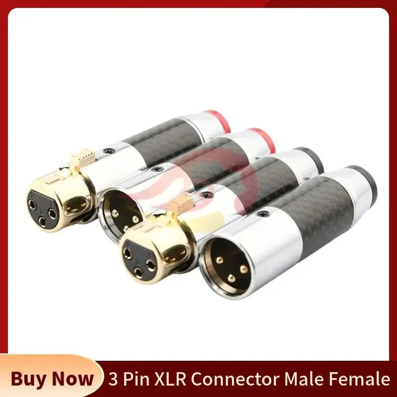 3 Pin XLR Connector Consumer Electronics Male Female Audio Jack Plug for Microphone Speaker Cable Black Red Carbon Fiber Shell