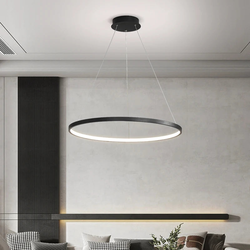 Modern Round LED Chandelier Black/White - Dimmable Pendant Light