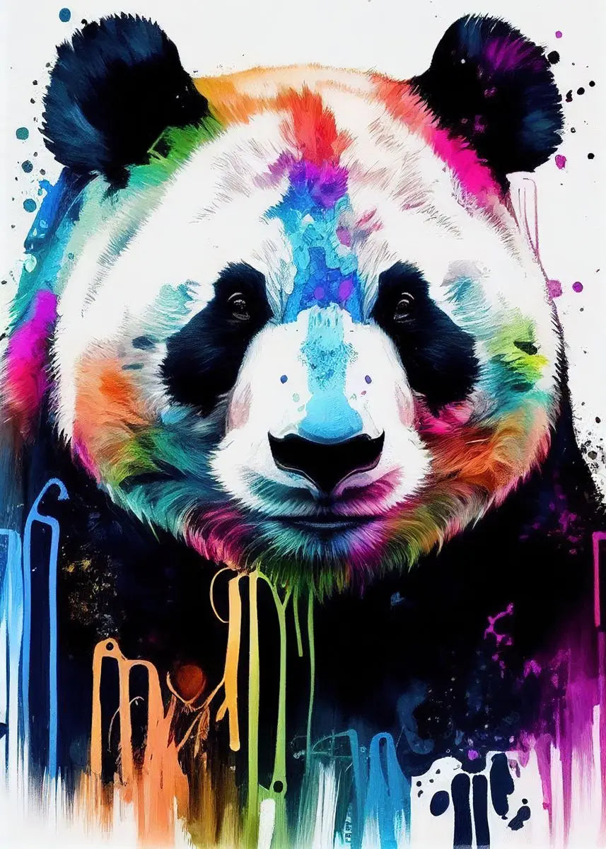 Cute Panda Blowing Bubbles Poster Graffiti Animals Art Print Canvas Painting Wall Pictures Living Room Room Home Decor Gift