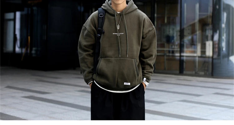 Japanese Streetwear High Quality Hip Hop Thin Fleece Hoodie Men Clothing Harajuku Casual Sweatshirt Korean Couple Pullover Male