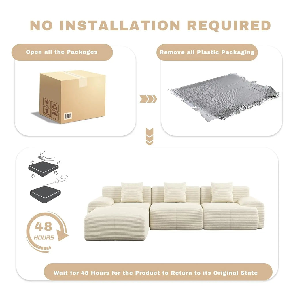 107in Corduroy Modular Sectional Sofa