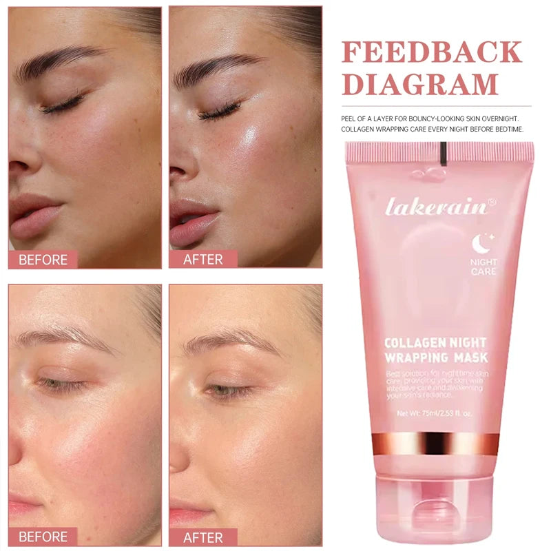 Overnight Wrapping Peel Off Facial Mask Set Hydrolyzed Collagen Night Wrapping Mask Deeply Hydrates Night Care Mask Skin Care