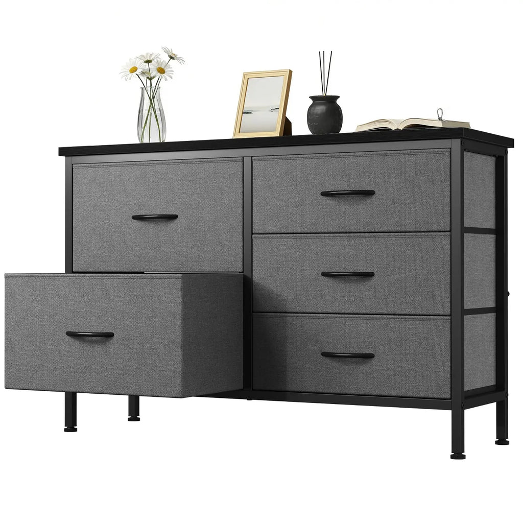 MCQ Cabinet With 5 Fabric Drawers Metal Frame Beside