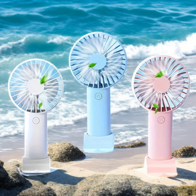 Summer Fashion Mini USB Charging Handheld Fan Desktop Small Fan With Mobile Phone Holder Portable And Simple Outdoor Small Fan
