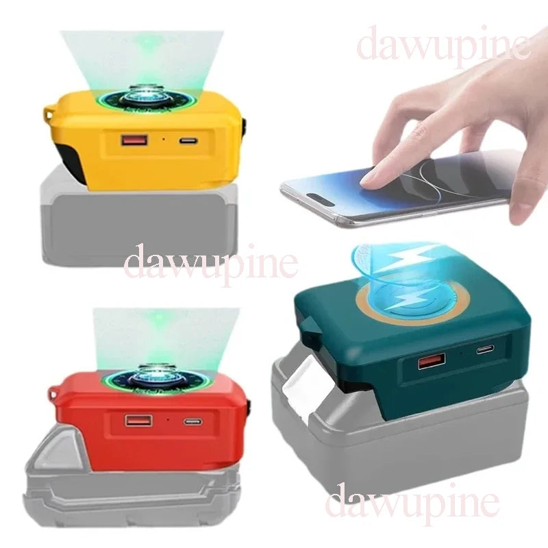Tool Accessories Adapter For Makita For DeWalt For Milwaukee For Bosch 18V Li-ion Battery USB Type-C Power Bank Wireless Charger
