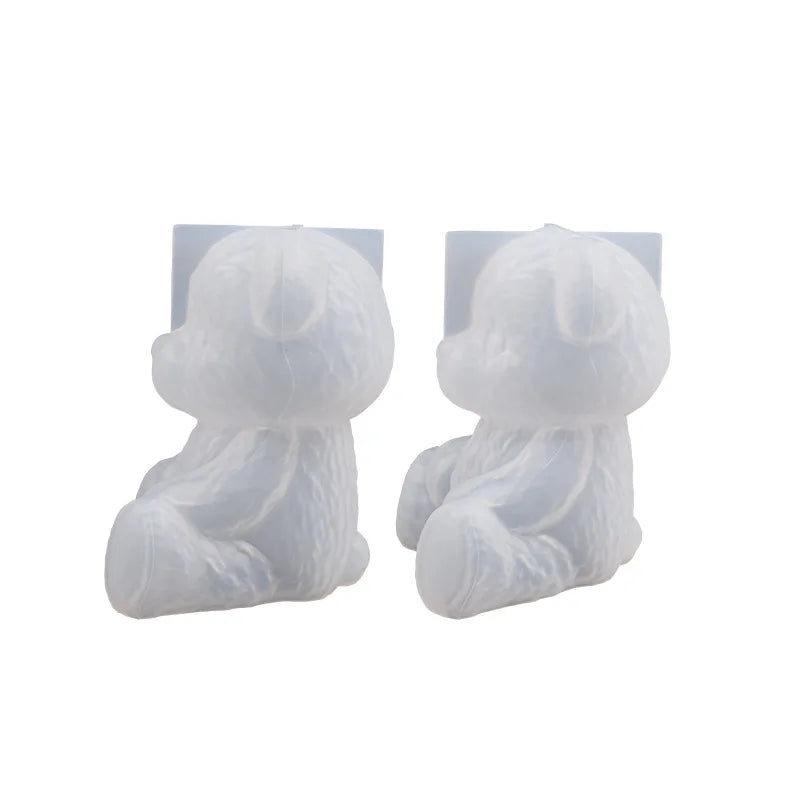 Diy Smiling Teddy Bear Silicone Candle Mold 3D Animal Soap Resin Craft Plaster Making Kit Handmade Ice Cube Mold Home Decor Gift