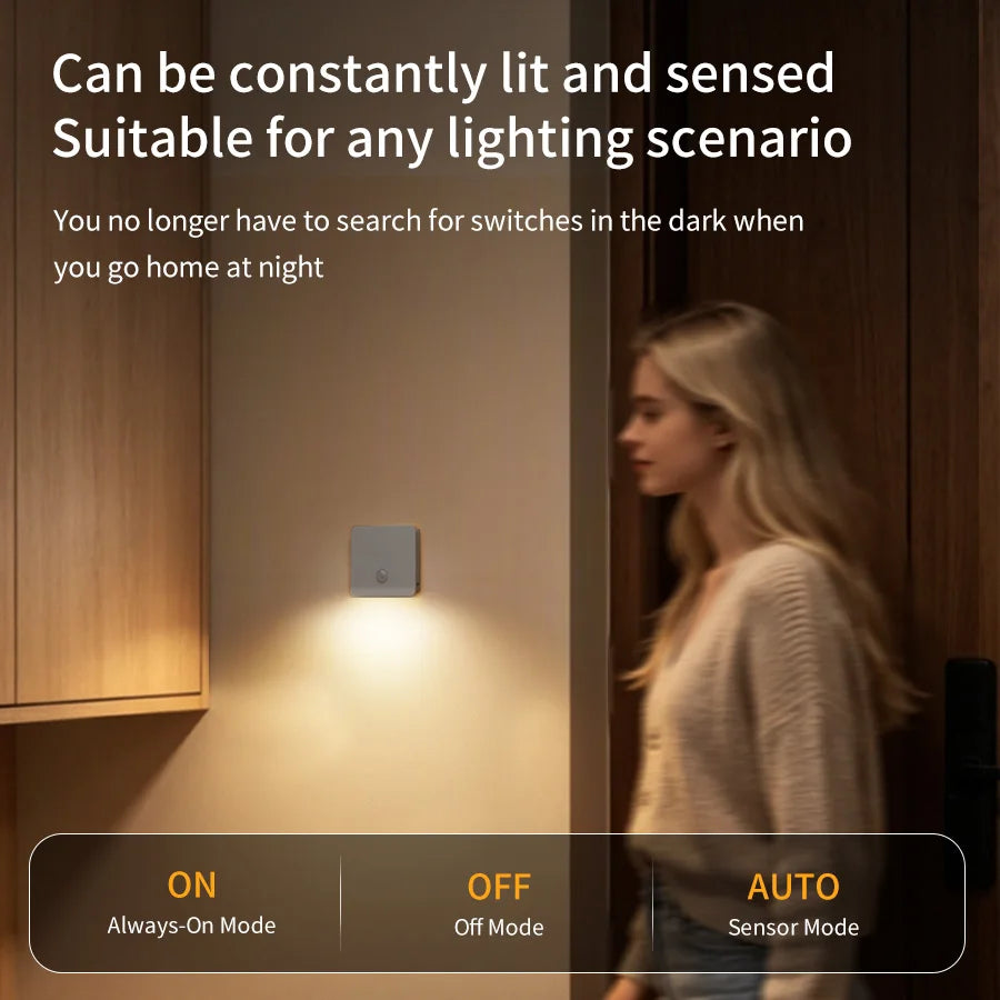 Motion Sensor LED Cabinet Light USB Rechargeable Stick-on Closet Stair Lights for Hallway Bedroom Kitchen Wardrobes Under Stairs