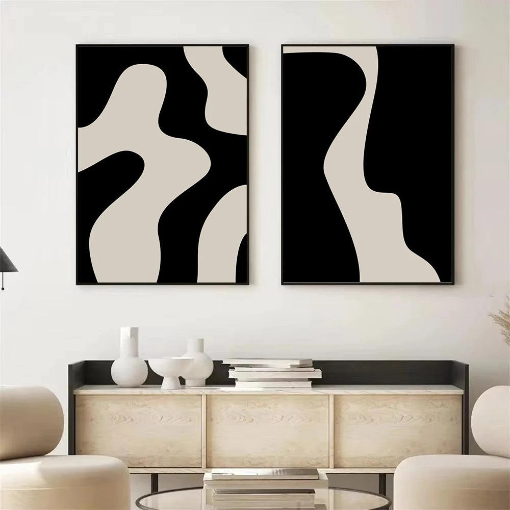 Minimalist Aesthetic Black And White Canvas Print Nordic Poster Abstract Paintings For Living Room Wall Art Pictures Room Decor