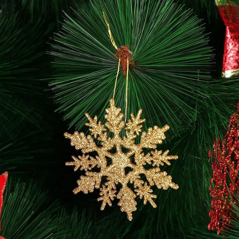 12PCS 7.5cm Hot Hanging pendant DIY Craft Charming Glitter Snowflake Party Ornaments Christmas Tree Decor Festival Decoration