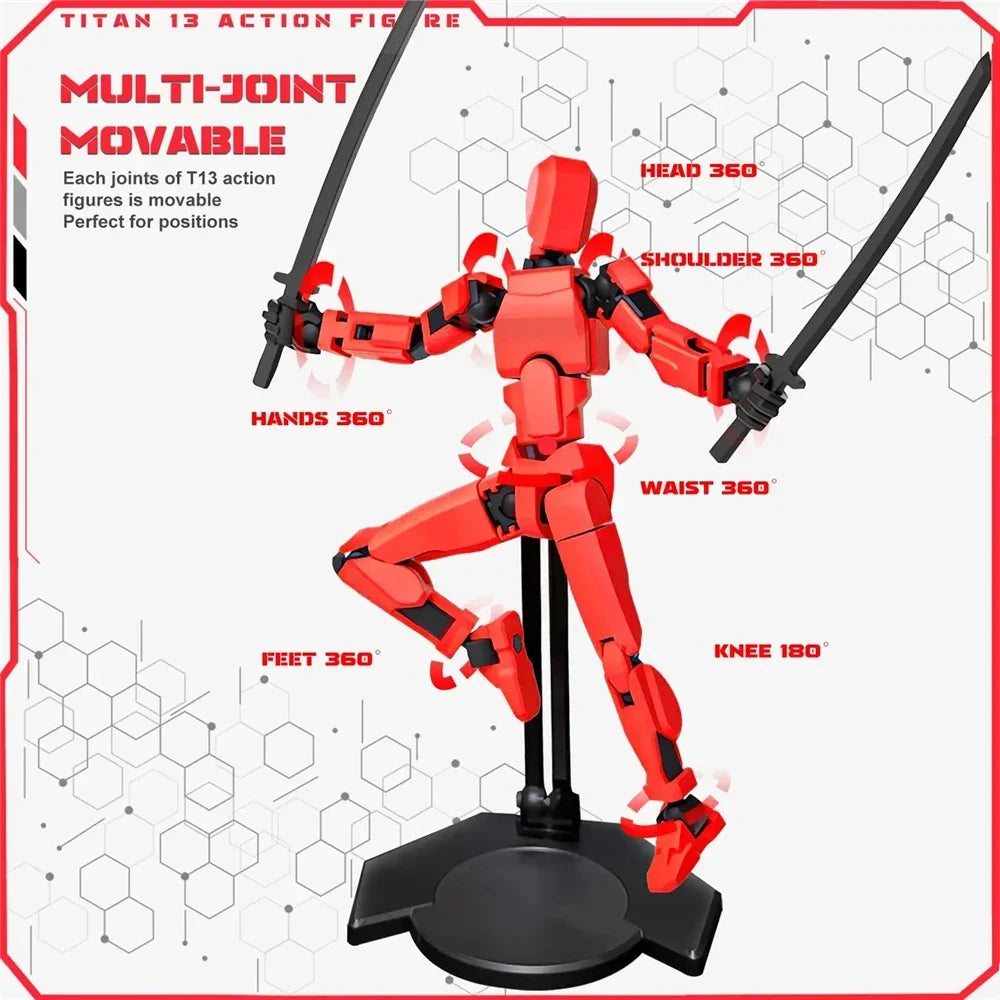 13 Joints Movable Action Figures Dummy Nova Robot Assembled T13 Action Figure with Holder Titan 13 Action Figure Lucky13 Toy