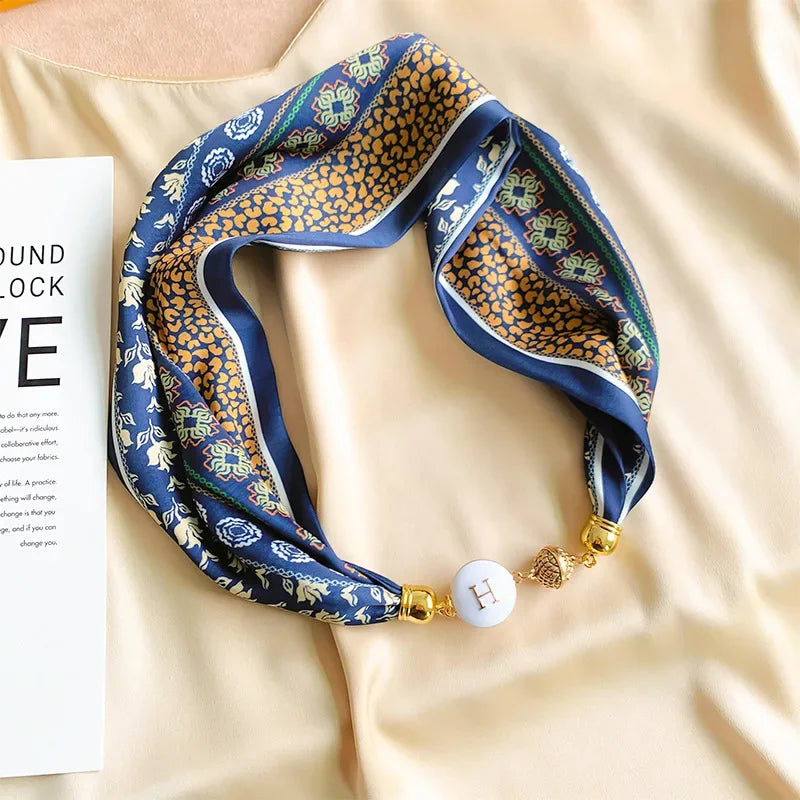 Imitation Silk Scarf Magnetic Buckle Necklace Pendant Wearing Spring and Autumn Cervical Protection for Women