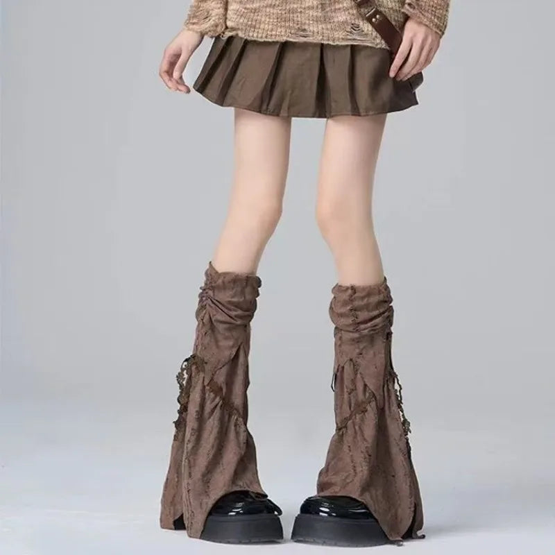 Y2K Leg Warmers Subculture Brown Niche Design Sense Wandering