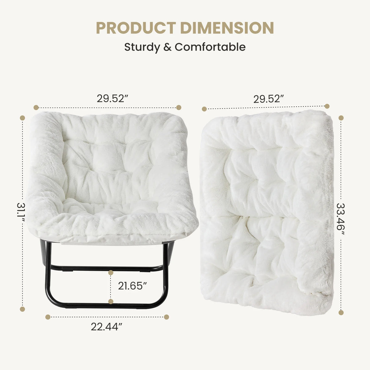 Faux Fur Folding Saucer Lounge Chair