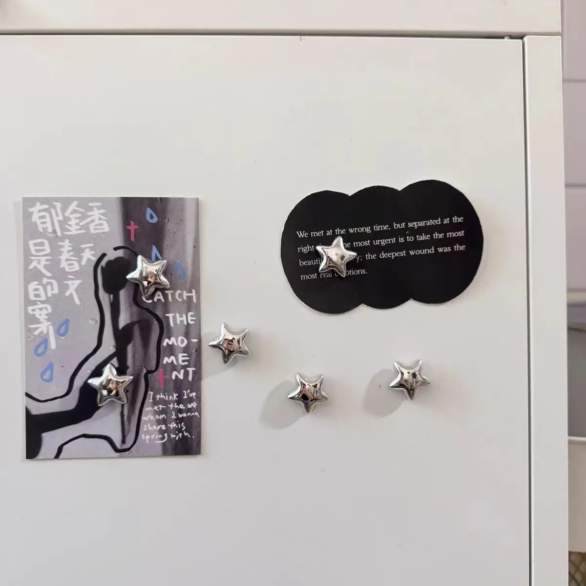Fridge magnet with silver stars magnetic nail photo wall mounting magnetic sticker