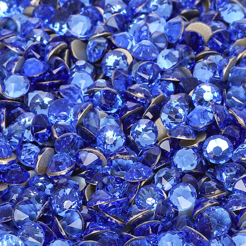 SS10-SS30 2088 Blue 8 Big 8 Small Non Hotfix Diy Strass Crystal Rhinestones Stick On Nail Art Decorations DIY Needlework Clothes