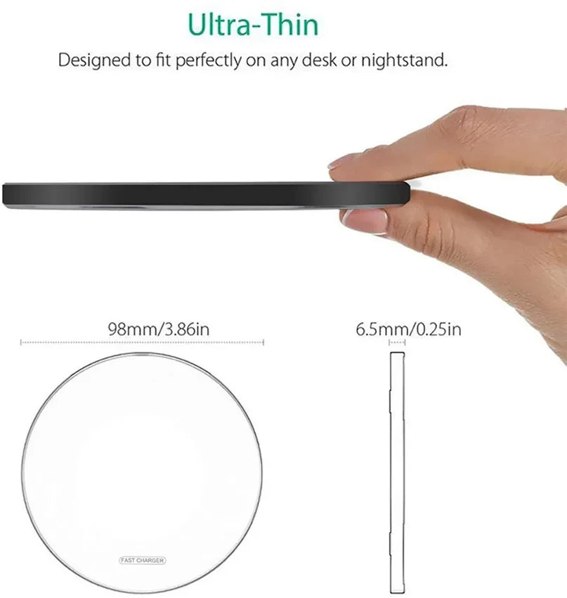 15W Wireless Charger Pad Stand for iPhone 17 16 15 14 13 12 XR Samsung S22 S21 Xiaomi Phone Chargers Fast Charging Dock Station