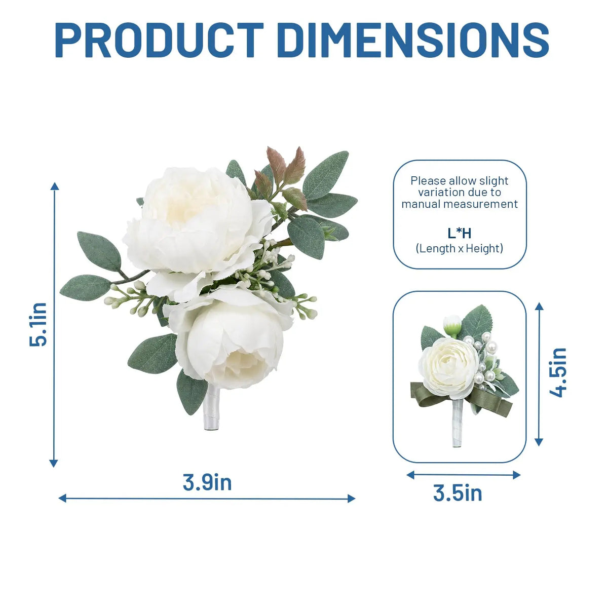 White Peony Boutonniere Set for Men
