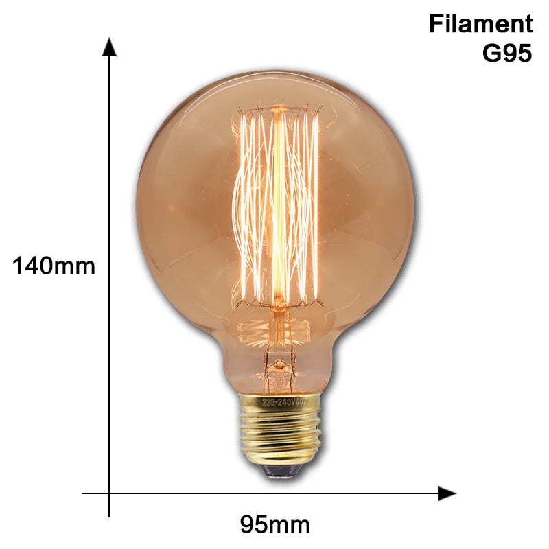 Retro Edison Light Bulb E27 40W 220V 110V Bedroom Industrial Loft Vintage Bulb For Home Decor Filament incandescent Edison Lamp
