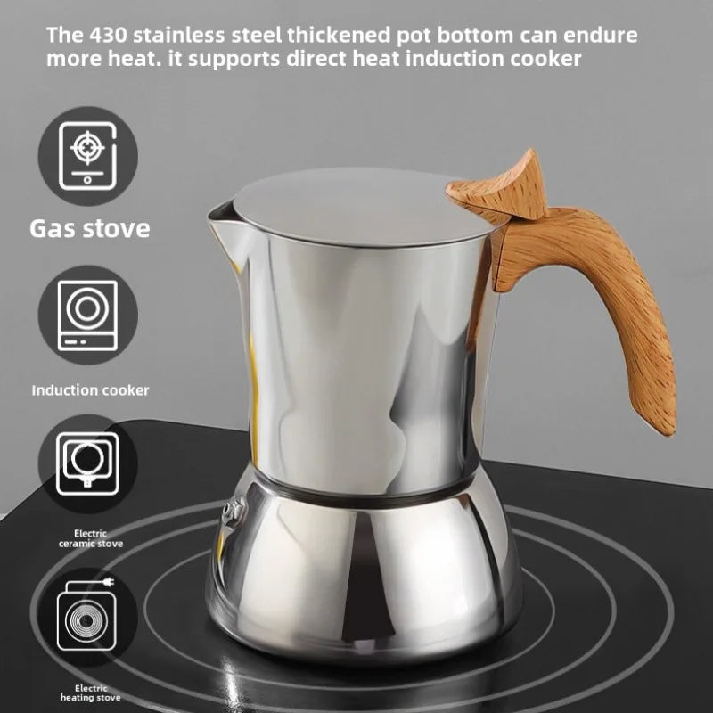 Stainless Steel Moka Pot Stovetop Espresso Maker Espresso Italian Coffee Percolator Make for Home Office Coffee Shop Camping Use