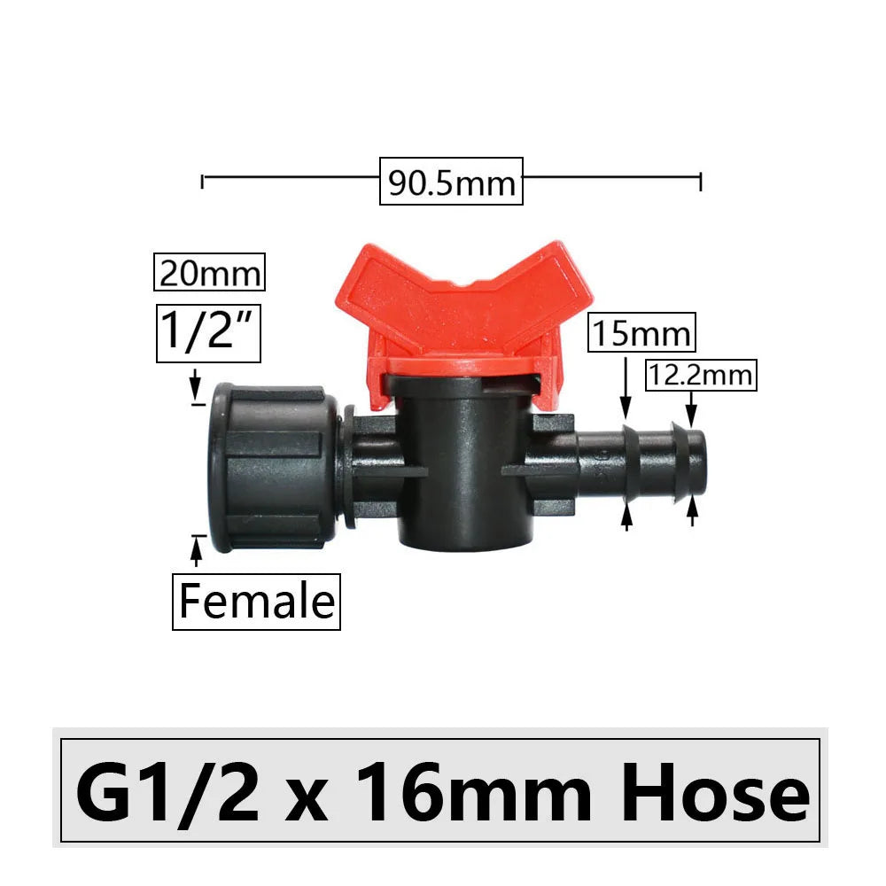 4/8/10/12/16/20/25mm Hose Barbed Mini Valve Garden Tap Barb Connectors With 1/2 3/4 Inch Thread Drip Irrigation System Fitting