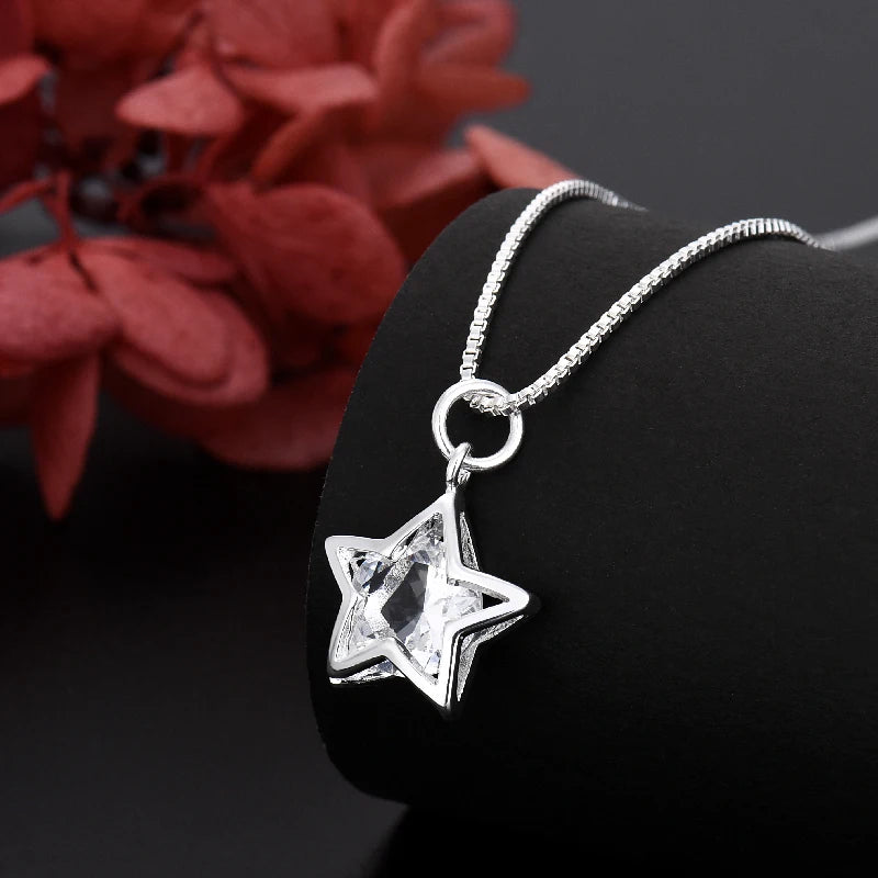 Arrive 40-60cm 18K Gold Crystal Star Charms Necklace Box Chain for