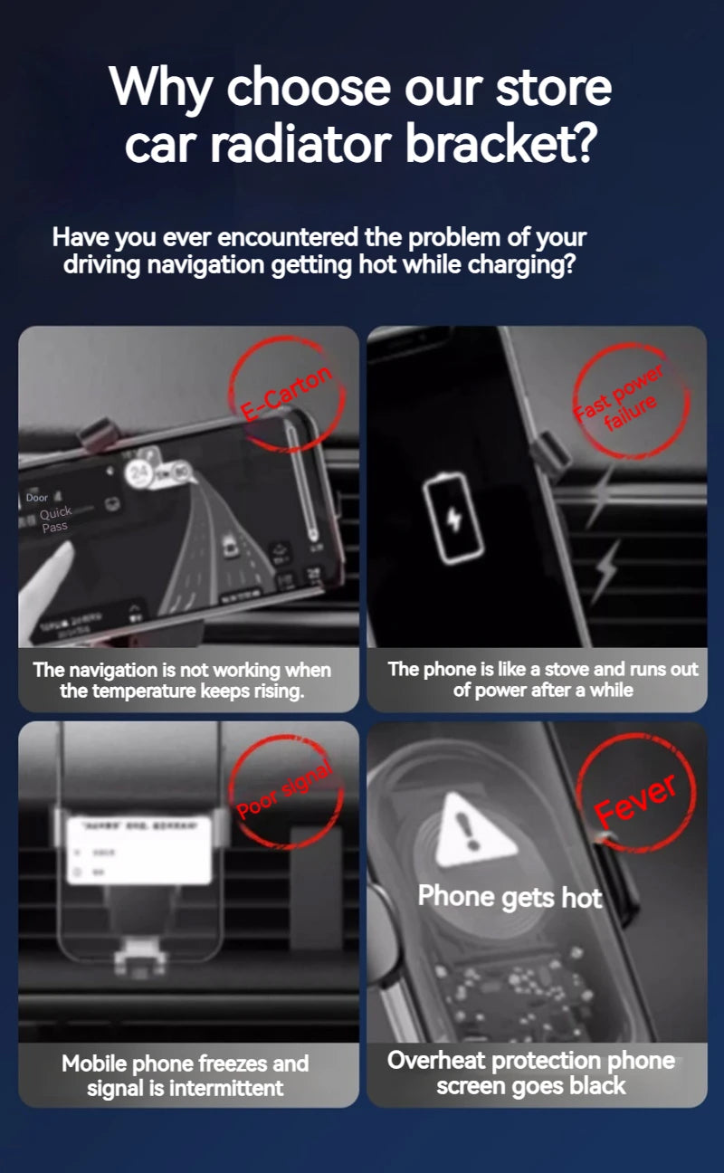 15W Car Magnetic Wireless Charger Phone Stand, Suction Cup with Semiconductor Cooling & Colorful Ambient Lights, 360° Rotatable