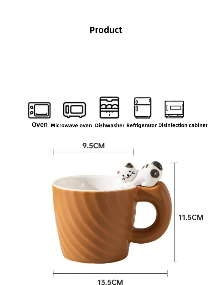 Creative Cartoon Cat Ceramic Mug Cute Cat Cup Children's Milk Breakfast Home Office Coffee Cups Tea Cup Gift Frends Drinkware
