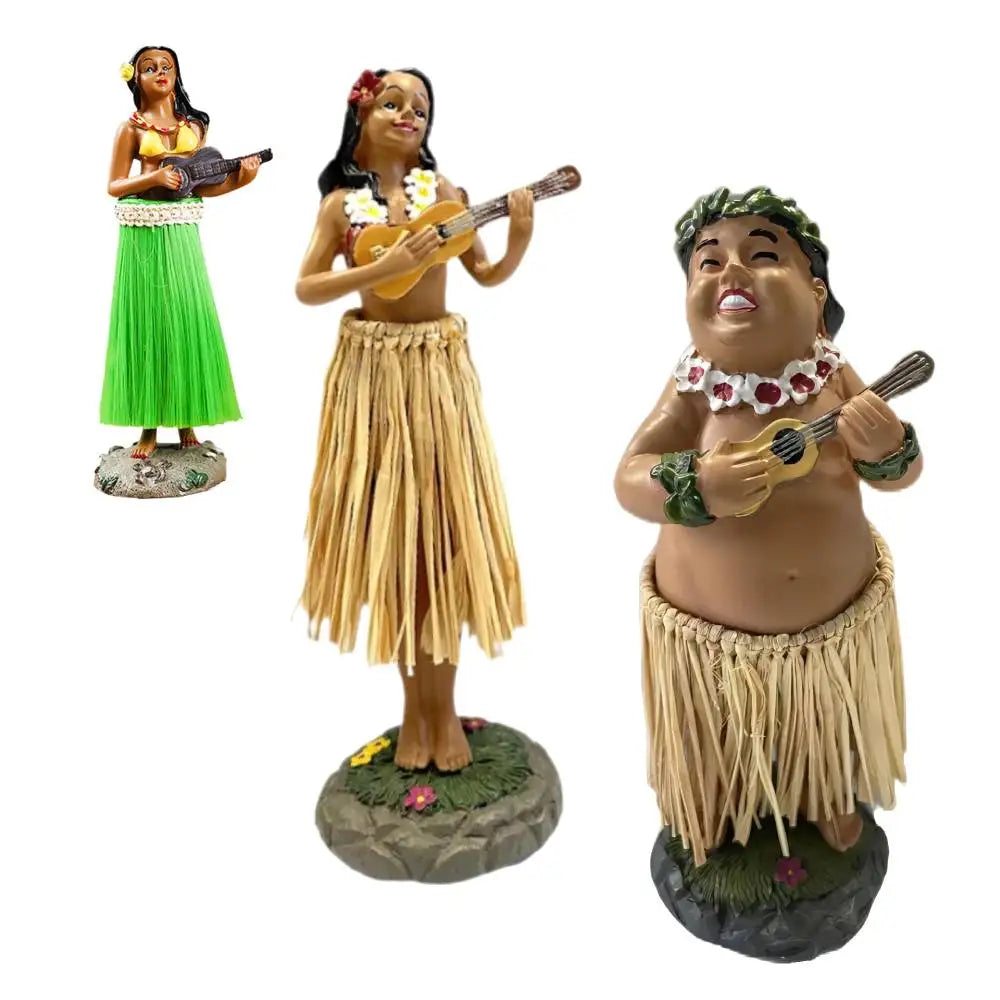 Hawaiian Hula Girl Dashboard Doll with Ukulele for Car Dashboard Collection Figurines Gifts Home Decor Mini Size Doll Dashboard