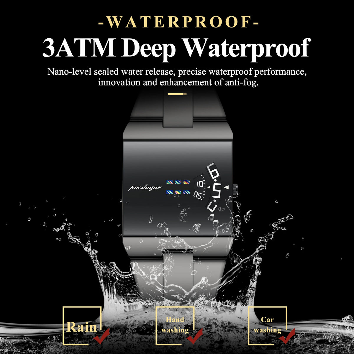 POEDAGAR Fashion Original Men Clock Waterproof Stainless Steel Creative