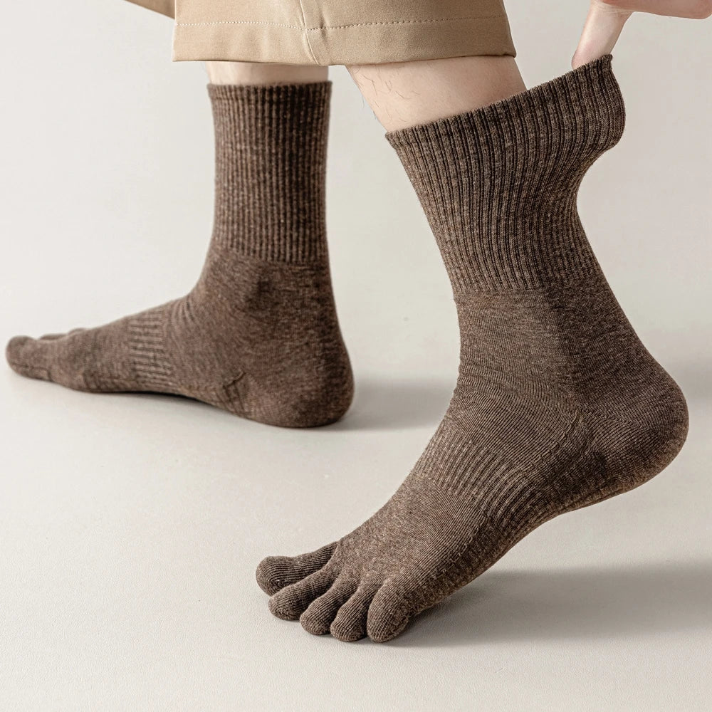 3 Pairs Five Finger Socks Men Anti-slip Sports Athletic Crew Socks Men High Quality Cotton Toe Socks Basketball Middle Tube