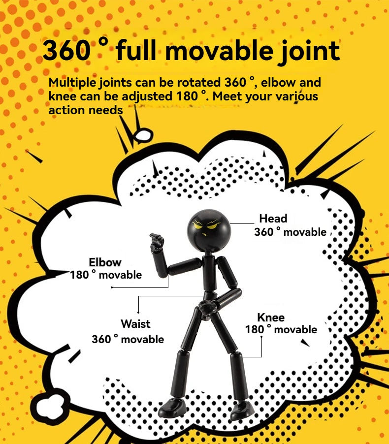 Articulated Stickman Action Figure with Movable Joints Cool Poseable Model Kit Gift for Boys Building Blocks Assembly Toys
