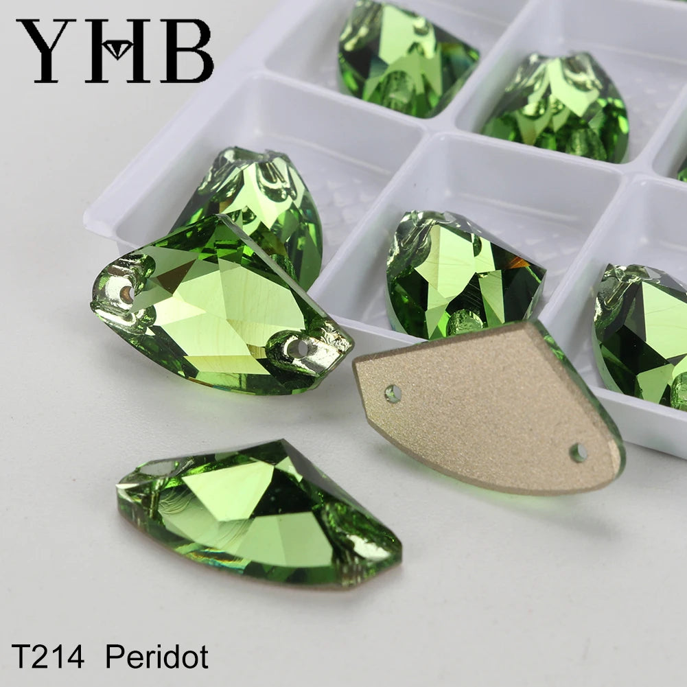 YHB Top Quality Galactic Axe Glass Crystal AB Moonlight Sewing Stones Flatback Sew on Rhinestones For Garment Clothes Bags