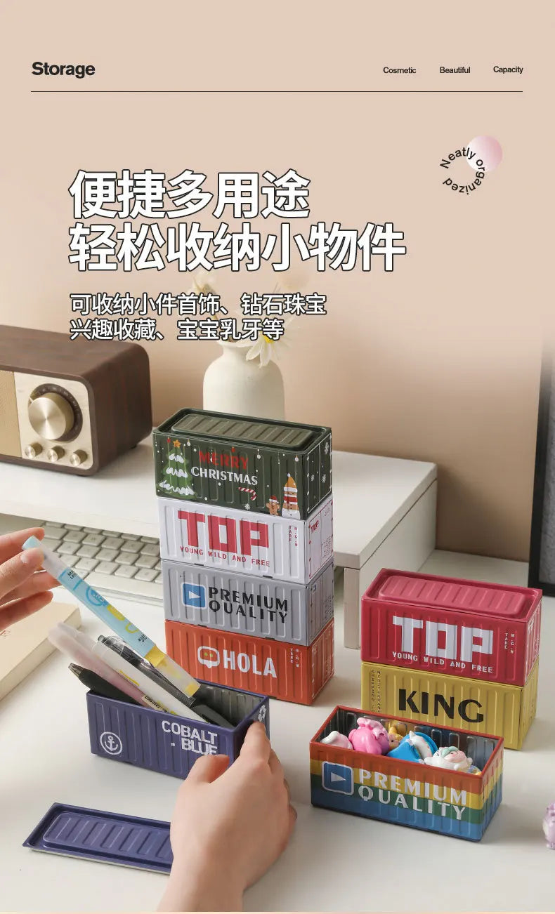 Mini Compact Iron Storage Container - Creative Desktop Organizer Desk Organizer Metal Box for Rings Chargers Pens Coins Jewelry