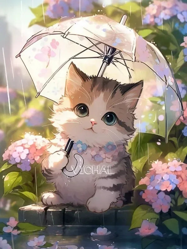 5D Fairy Dust Resin Diamond Painting Cartoon Cat Diamond Embroidery Mosaic Anime Girl Cross Stitch Set DIY Art Home Decor