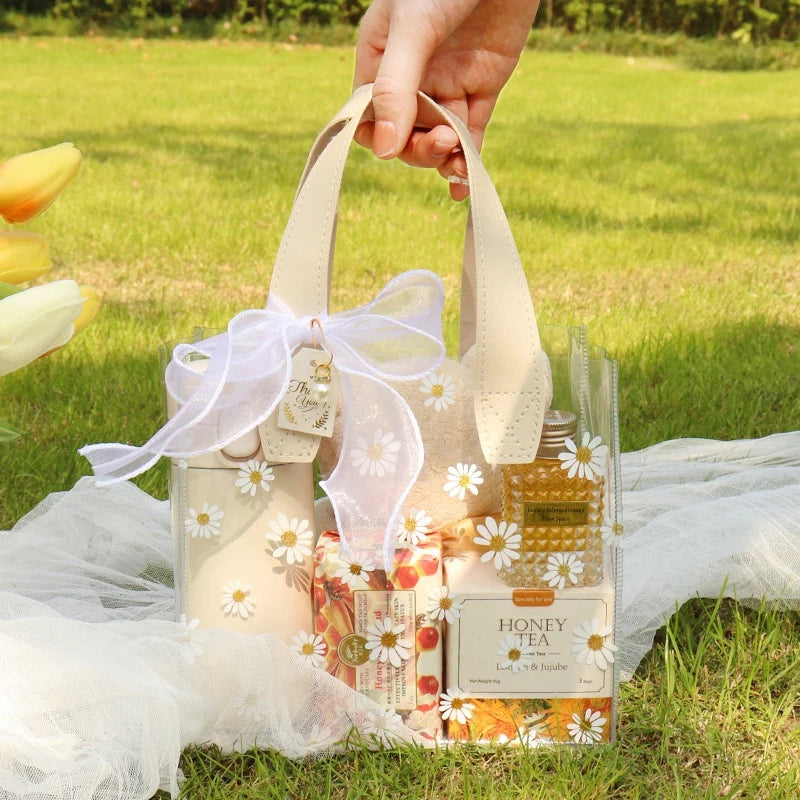 1-20pcs Transparent Bag Candy Bags Daisy Printed Gift Package Bag Picnic Storage Bag Mother's Day Wedding Easter Sweets Bags